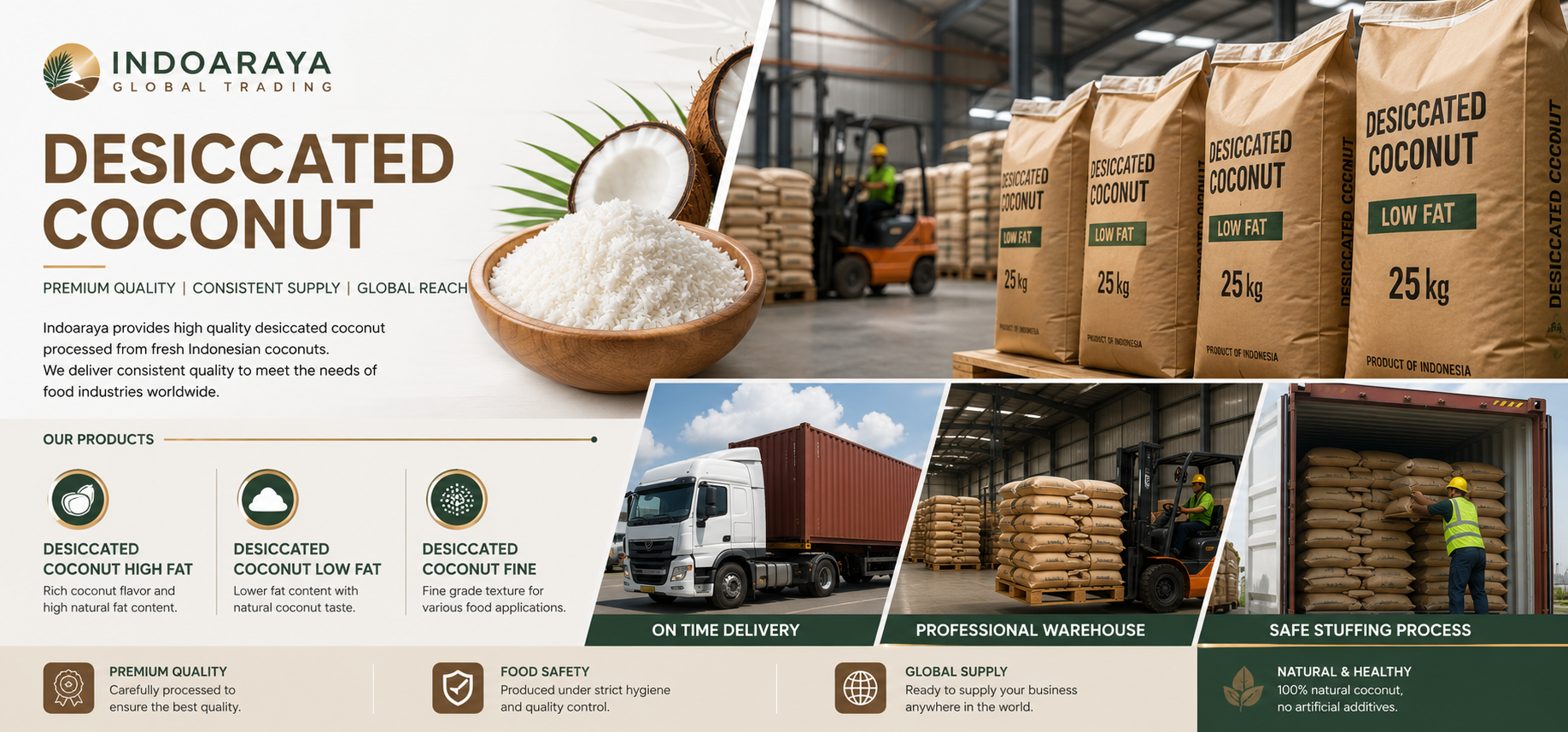 indonesian desiccated coconut low high fat for industri bakery 2026